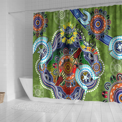 Personalised Raiders NAIDOC Week 2024 Shower Curtain Australia Aboriginal Dot Painting