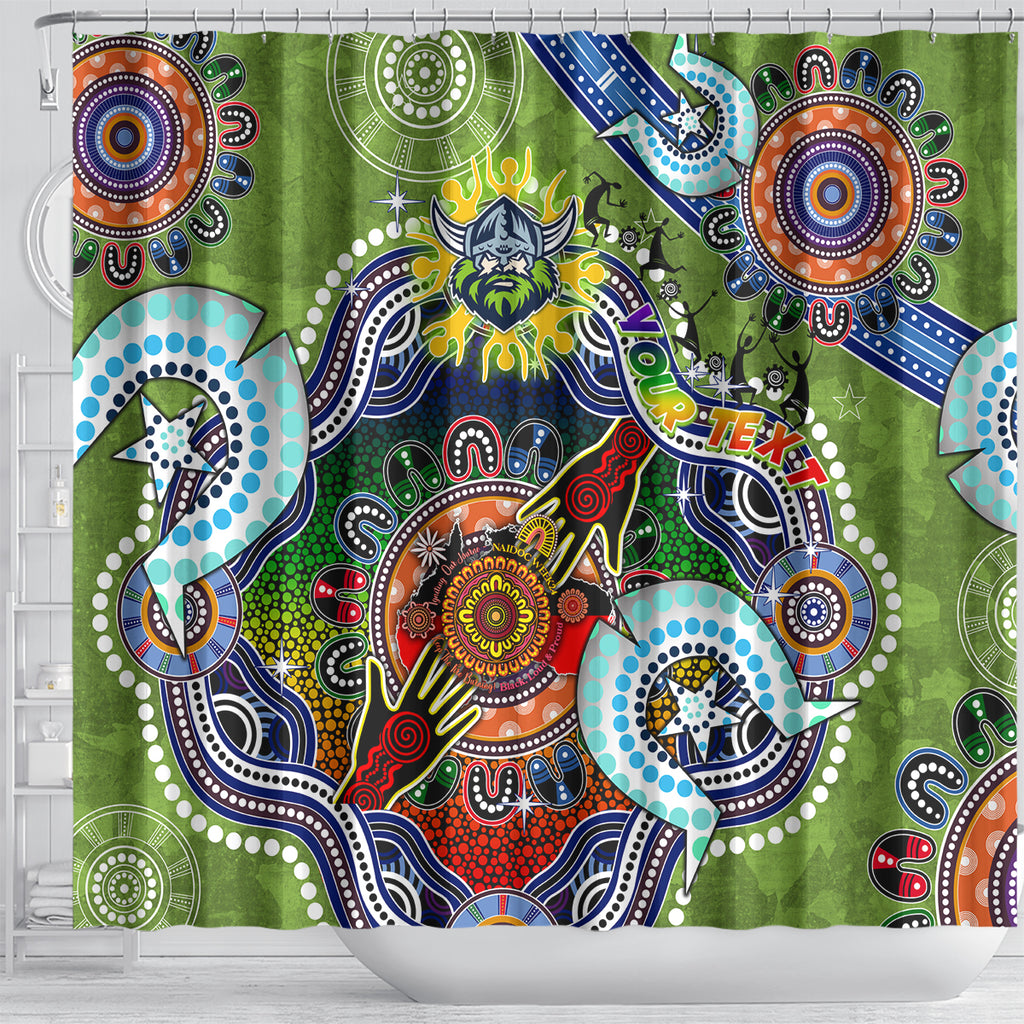 Personalised Raiders NAIDOC Week 2024 Shower Curtain Australia Aboriginal Dot Painting