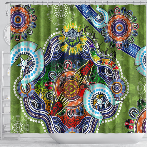 Personalised Raiders NAIDOC Week 2024 Shower Curtain Australia Aboriginal Dot Painting