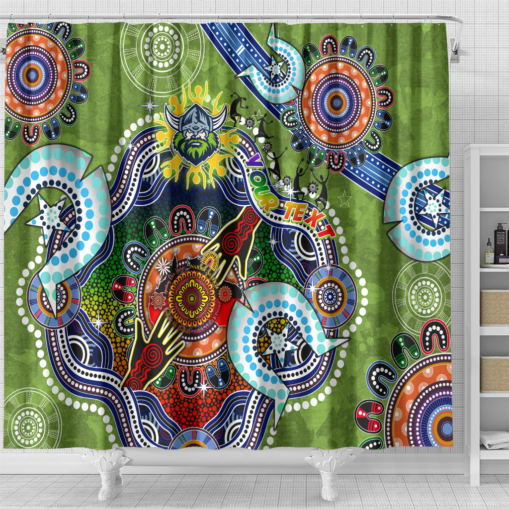 Personalised Raiders NAIDOC Week 2024 Shower Curtain Australia Aboriginal Dot Painting