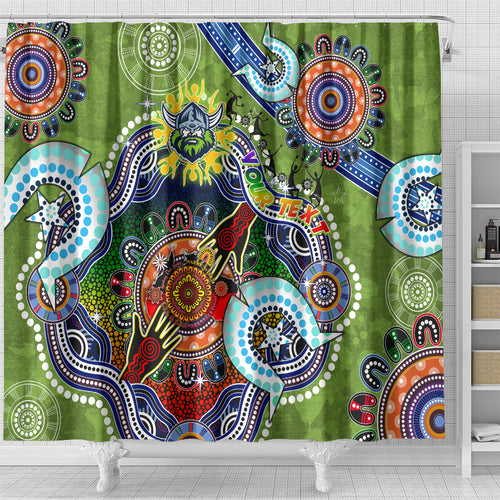 Personalised Raiders NAIDOC Week 2024 Shower Curtain Australia Aboriginal Dot Painting