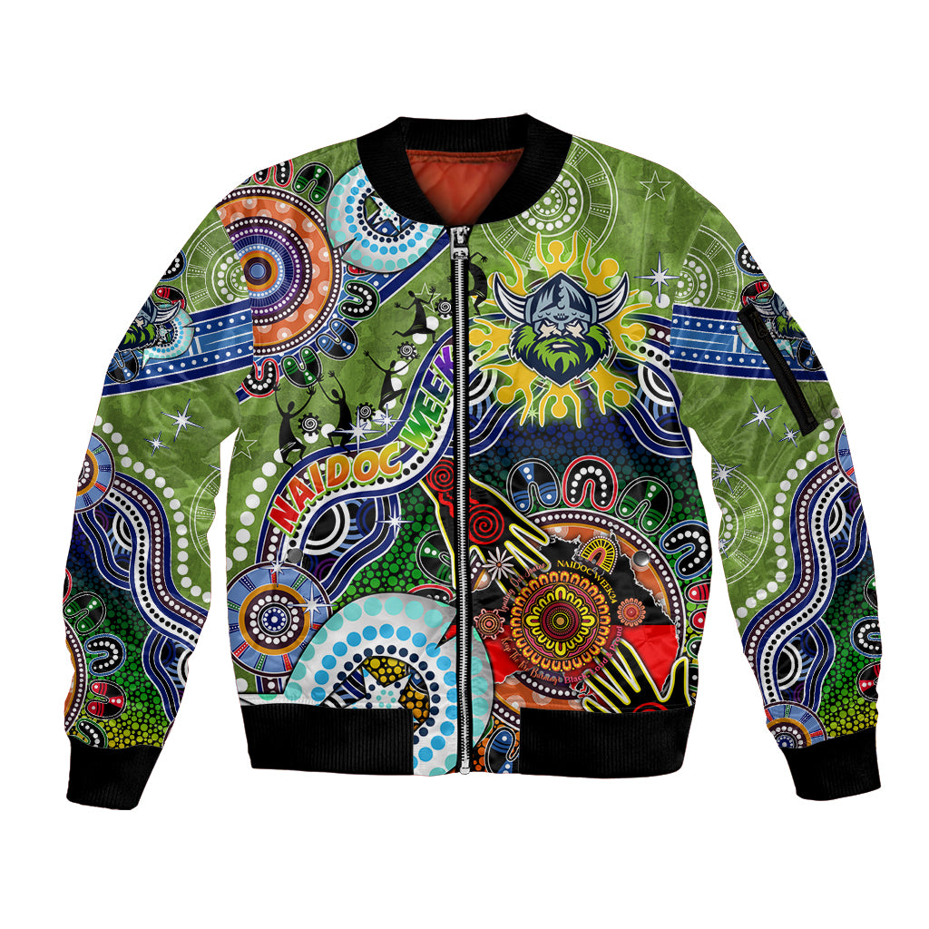 Personalised Raiders NAIDOC Week 2024 Sleeve Zip Bomber Jacket Australia Aboriginal Dot Painting
