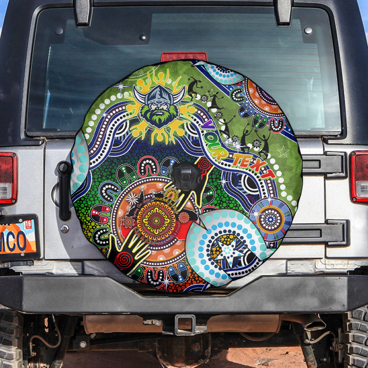 Personalised Raiders NAIDOC Week 2024 Spare Tire Cover Australia Aboriginal Dot Painting