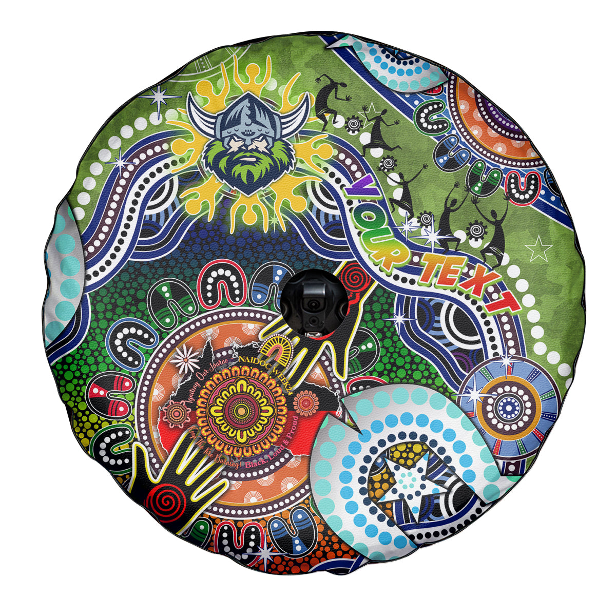 Personalised Raiders NAIDOC Week 2024 Spare Tire Cover Australia Aboriginal Dot Painting
