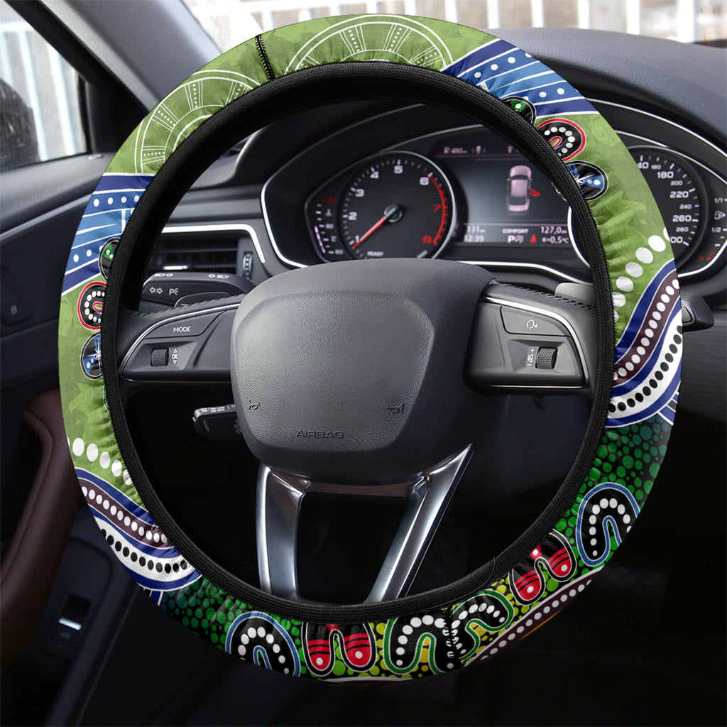 Personalised Raiders NAIDOC Week 2024 Steering Wheel Cover Australia Aboriginal Dot Painting
