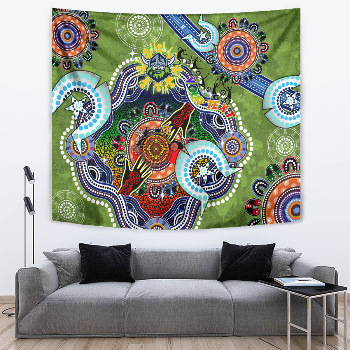 Personalised Raiders NAIDOC Week 2024 Tapestry Australia Aboriginal Dot Painting