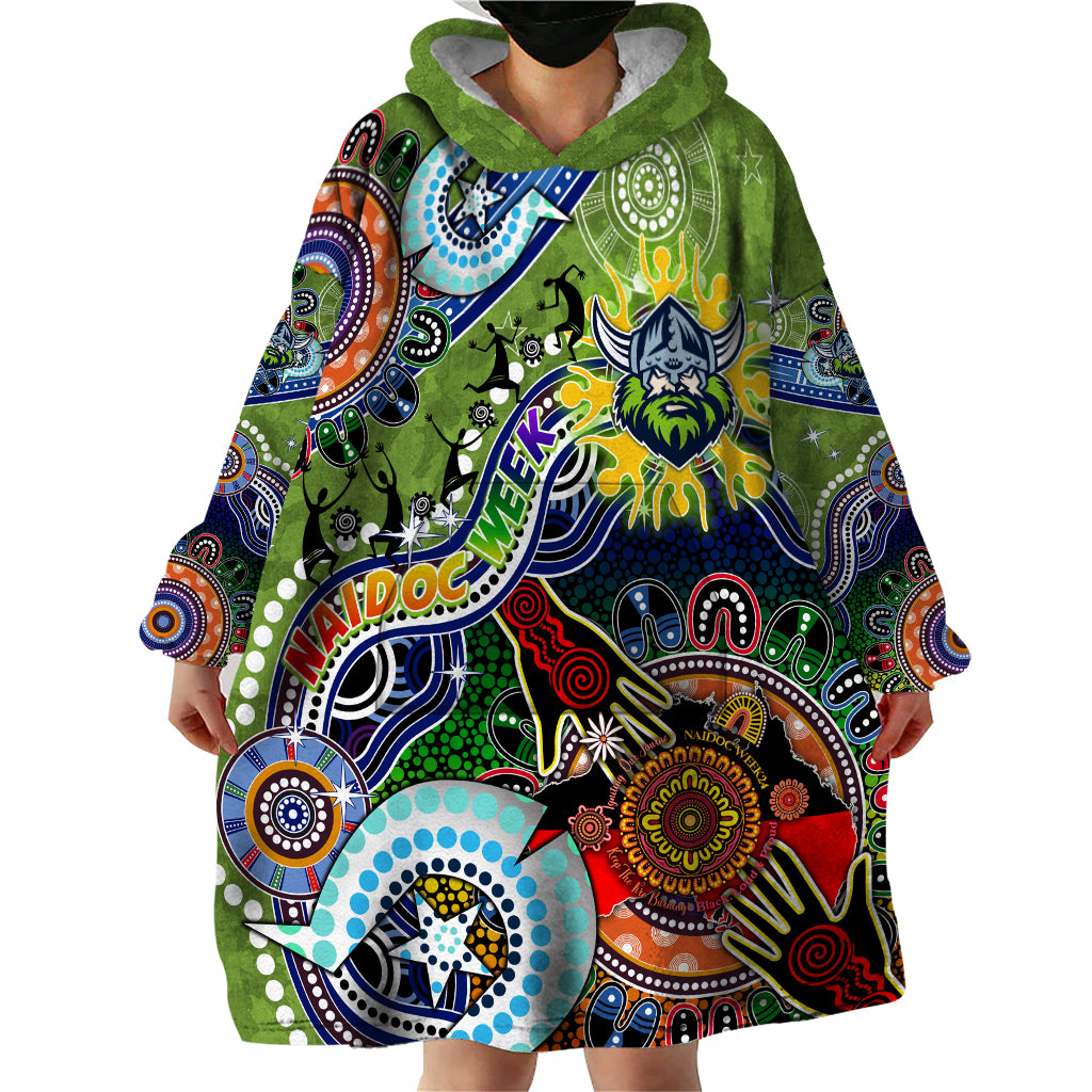 Personalised Raiders NAIDOC Week 2024 Wearable Blanket Hoodie Australia Aboriginal Dot Painting