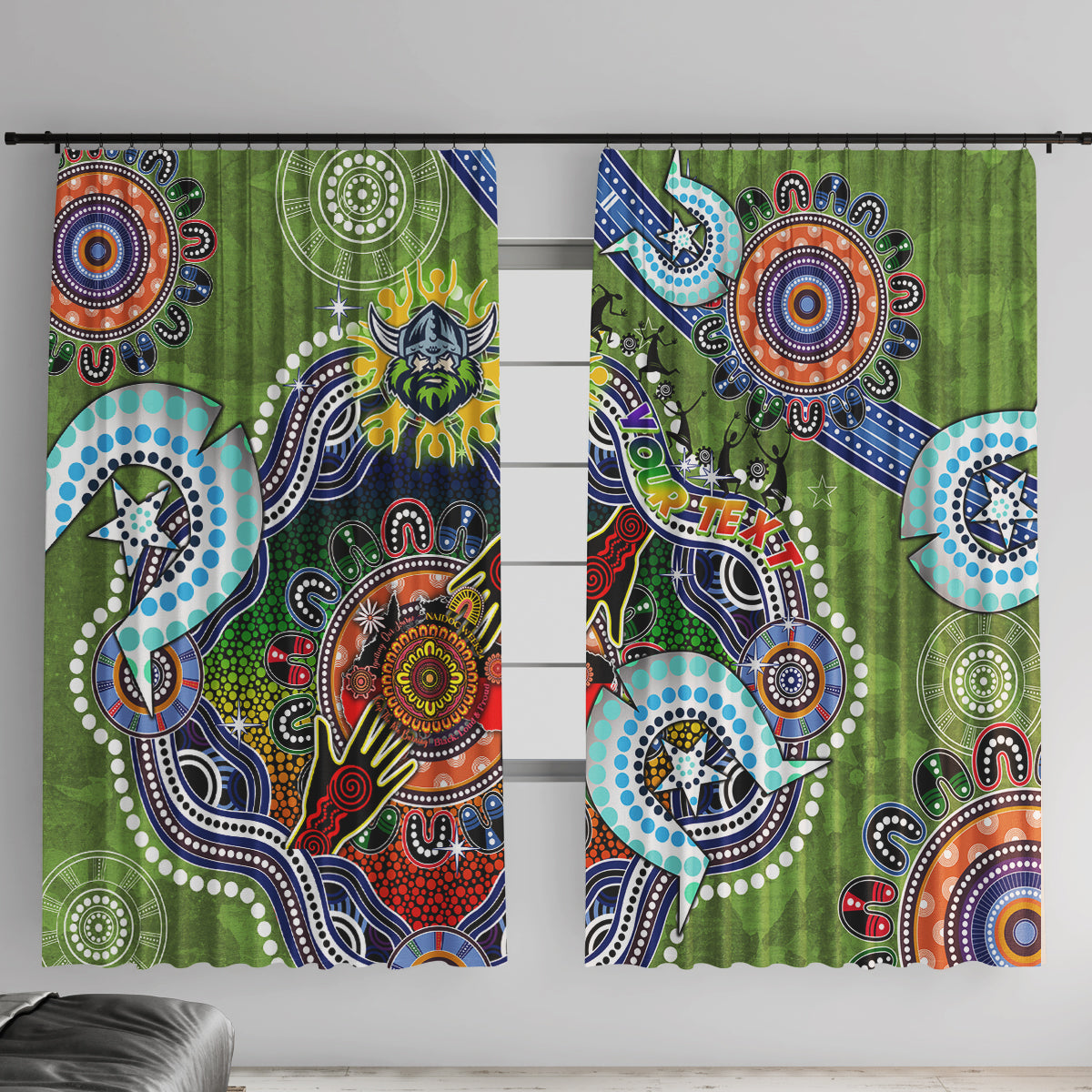 Personalised Raiders NAIDOC Week 2024 Window Curtain Australia Aboriginal Dot Painting