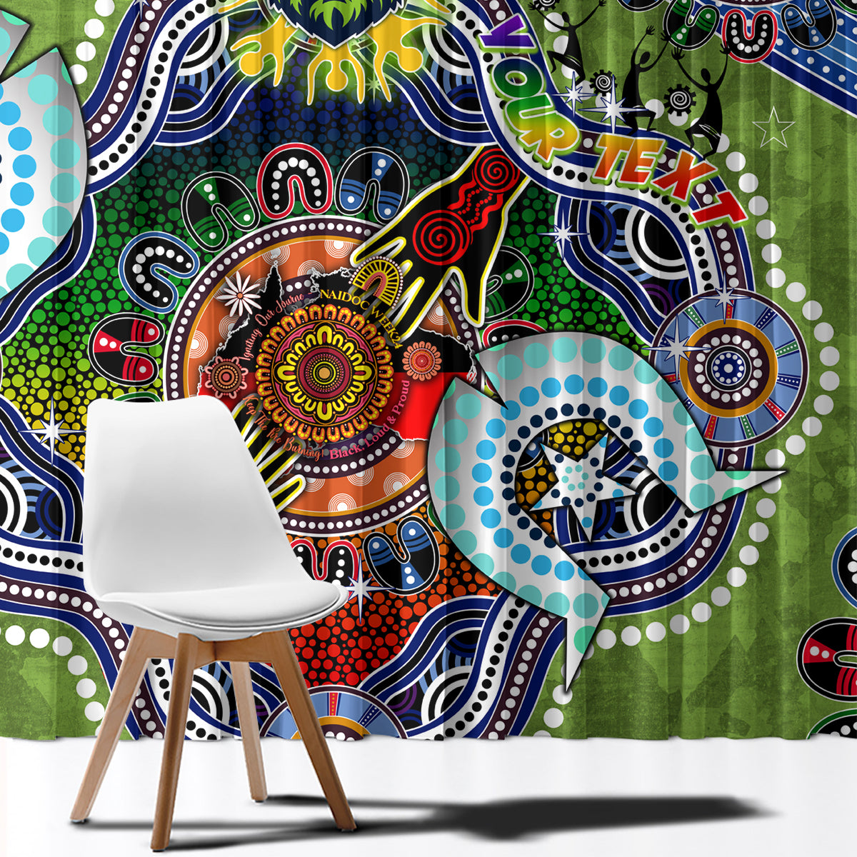 Personalised Raiders NAIDOC Week 2024 Window Curtain Australia Aboriginal Dot Painting
