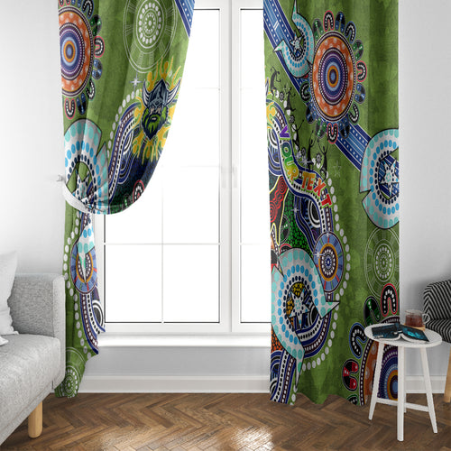 Personalised Raiders NAIDOC Week 2024 Window Curtain Australia Aboriginal Dot Painting