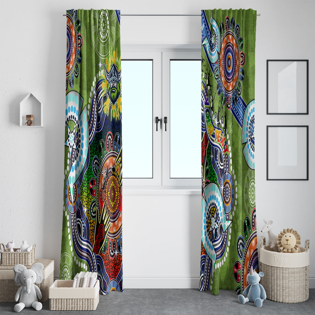 Personalised Raiders NAIDOC Week 2024 Window Curtain Australia Aboriginal Dot Painting