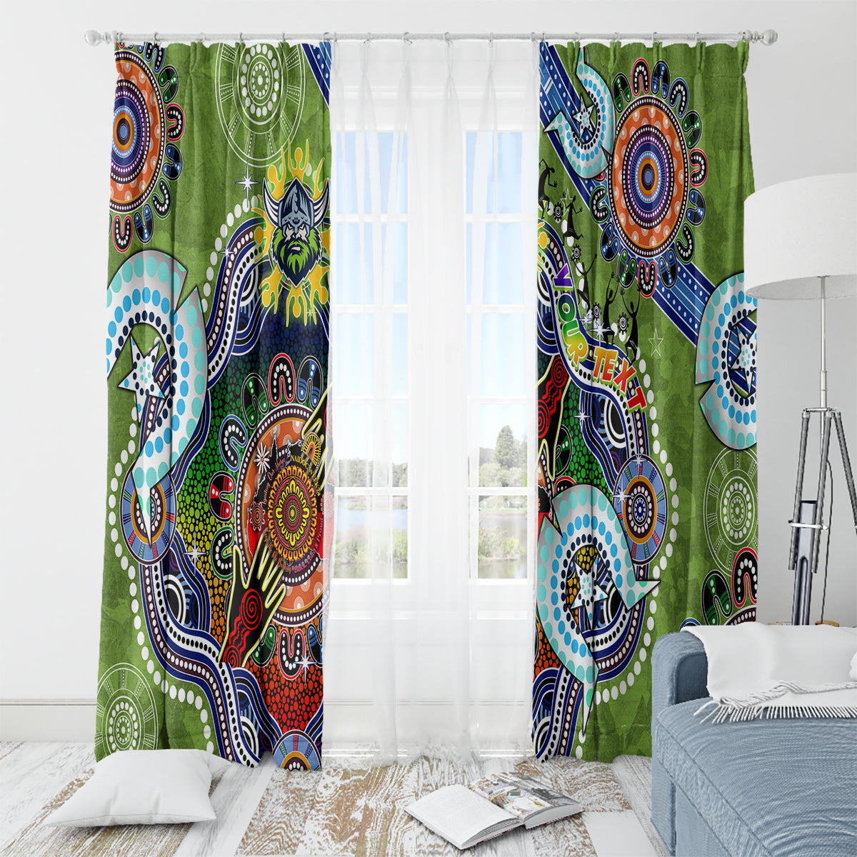 Personalised Raiders NAIDOC Week 2024 Window Curtain Australia Aboriginal Dot Painting