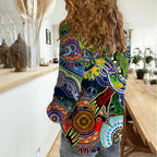 Personalised Raiders NAIDOC Week 2024 Women Casual Shirt Australia Aboriginal Dot Painting