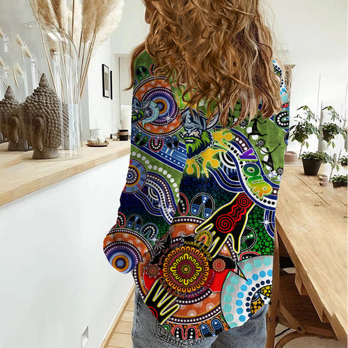 Personalised Raiders NAIDOC Week 2024 Women Casual Shirt Australia Aboriginal Dot Painting