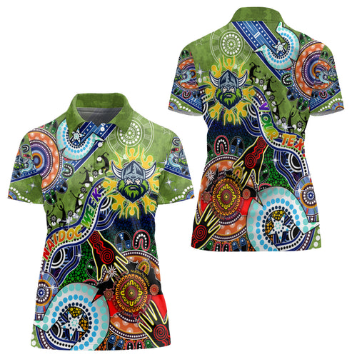 Personalised Raiders NAIDOC Week 2024 Women Polo Shirt Australia Aboriginal Dot Painting