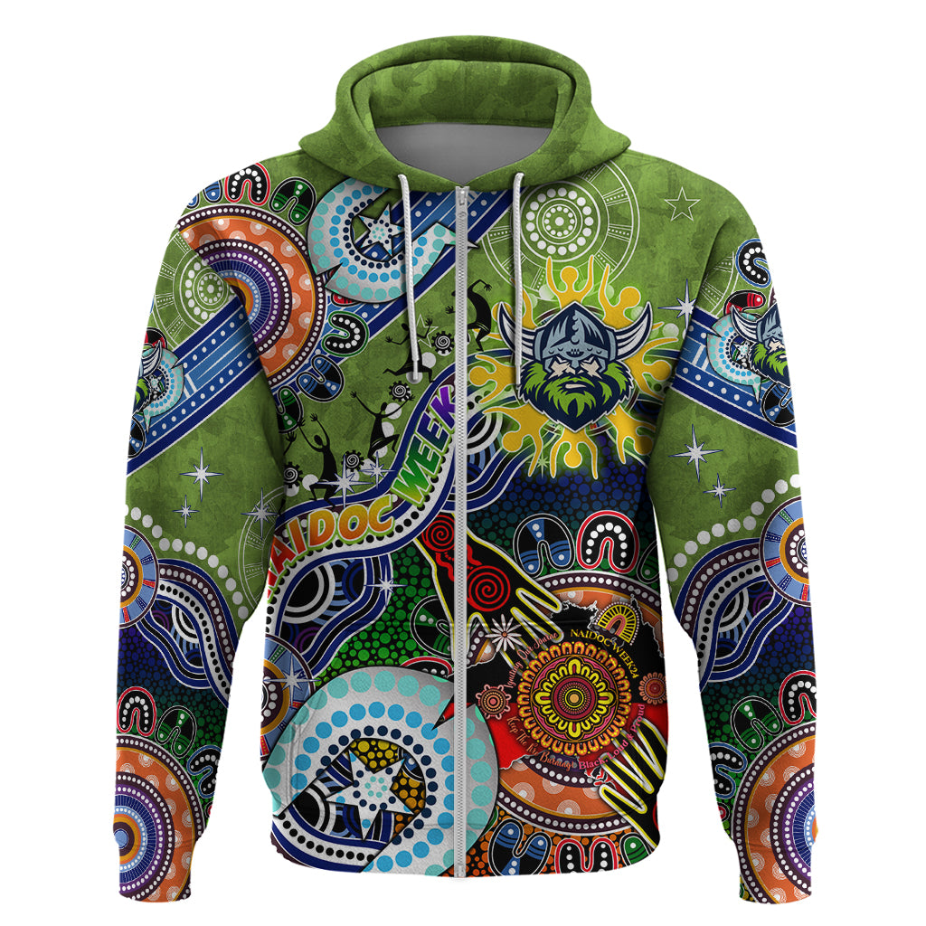 Personalised Raiders NAIDOC Week 2024 Zip Hoodie Australia Aboriginal Dot Painting