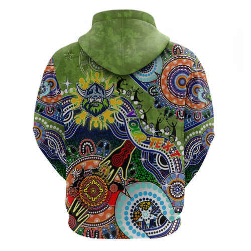 Personalised Raiders NAIDOC Week 2024 Zip Hoodie Australia Aboriginal Dot Painting