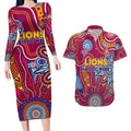 Personalised Crows NAIDOC Week 2024 Couples Matching Long Sleeve Bodycon Dress and Hawaiian Shirt Aussie Aboriginal Art
