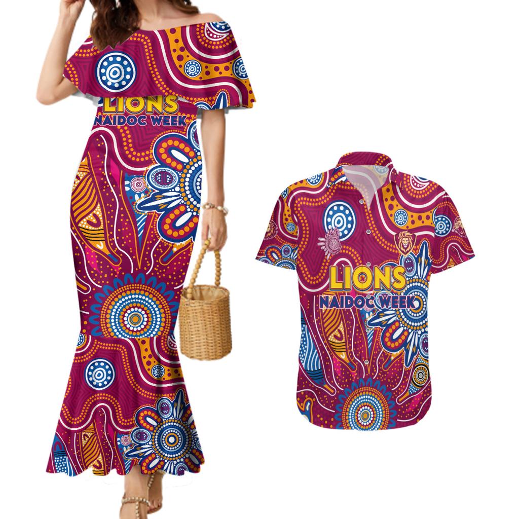 Personalised Crows NAIDOC Week 2024 Couples Matching Mermaid Dress and Hawaiian Shirt Aussie Aboriginal Art