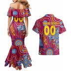 Personalised Crows NAIDOC Week 2024 Couples Matching Mermaid Dress and Hawaiian Shirt Aussie Aboriginal Art