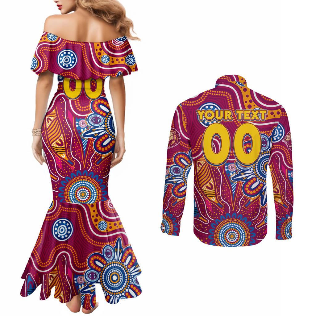 Personalised Crows NAIDOC Week 2024 Couples Matching Mermaid Dress and Long Sleeve Button Shirt Aussie Aboriginal Art