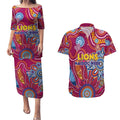 Personalised Crows NAIDOC Week 2024 Couples Matching Puletasi and Hawaiian Shirt Aussie Aboriginal Art