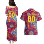 Personalised Crows NAIDOC Week 2024 Couples Matching Puletasi and Hawaiian Shirt Aussie Aboriginal Art