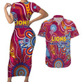 Personalised Crows NAIDOC Week 2024 Couples Matching Short Sleeve Bodycon Dress and Hawaiian Shirt Aussie Aboriginal Art