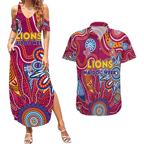 Personalised Crows NAIDOC Week 2024 Couples Matching Summer Maxi Dress and Hawaiian Shirt Aussie Aboriginal Art
