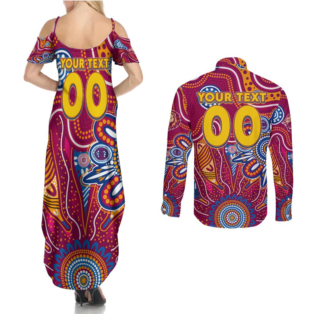 Personalised Crows NAIDOC Week 2024 Couples Matching Summer Maxi Dress and Long Sleeve Button Shirt Aussie Aboriginal Art