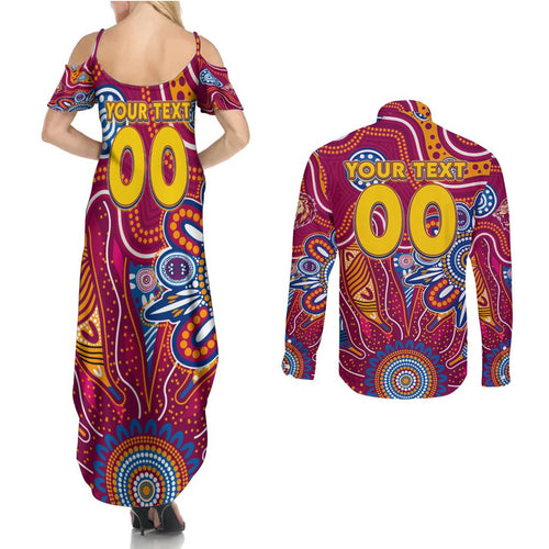 Personalised Crows NAIDOC Week 2024 Couples Matching Summer Maxi Dress and Long Sleeve Button Shirt Aussie Aboriginal Art