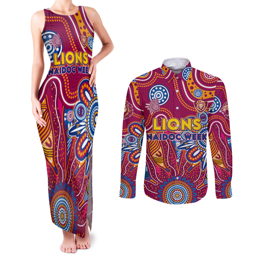Personalised Crows NAIDOC Week 2024 Couples Matching Tank Maxi Dress and Long Sleeve Button Shirt Aussie Aboriginal Art