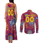 Personalised Crows NAIDOC Week 2024 Couples Matching Tank Maxi Dress and Long Sleeve Button Shirt Aussie Aboriginal Art
