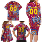 Personalised Crows NAIDOC Week 2024 Family Matching Long Sleeve Bodycon Dress and Hawaiian Shirt Aussie Aboriginal Art