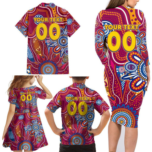 Personalised Crows NAIDOC Week 2024 Family Matching Long Sleeve Bodycon Dress and Hawaiian Shirt Aussie Aboriginal Art