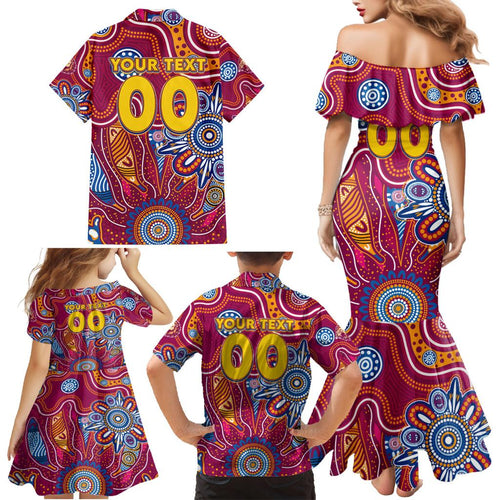 Personalised Crows NAIDOC Week 2024 Family Matching Mermaid Dress and Hawaiian Shirt Aussie Aboriginal Art
