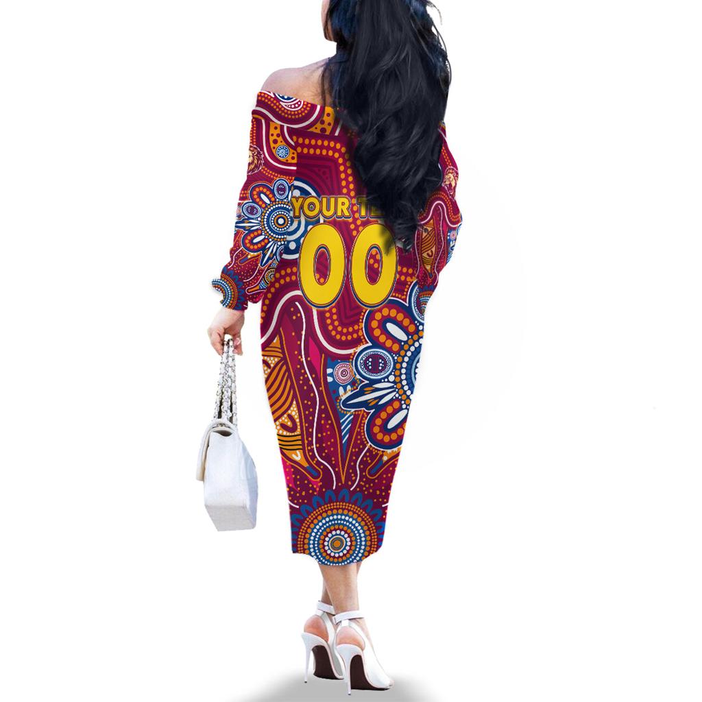 Personalised Crows NAIDOC Week 2024 Family Matching Off The Shoulder Long Sleeve Dress and Hawaiian Shirt Aussie Aboriginal Art