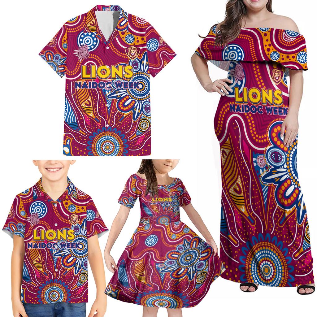 Personalised Crows NAIDOC Week 2024 Family Matching Off Shoulder Maxi Dress and Hawaiian Shirt Aussie Aboriginal Art