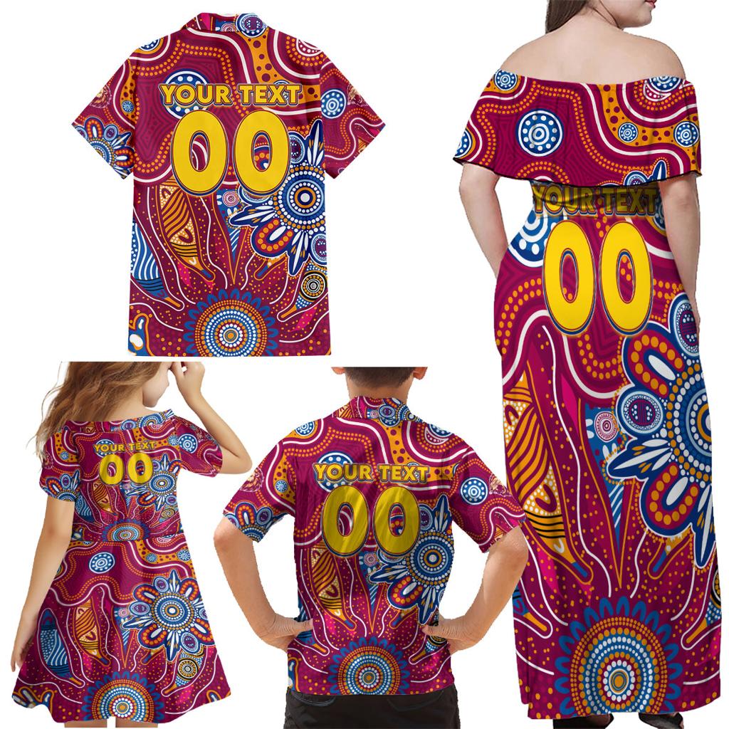 Personalised Crows NAIDOC Week 2024 Family Matching Off Shoulder Maxi Dress and Hawaiian Shirt Aussie Aboriginal Art