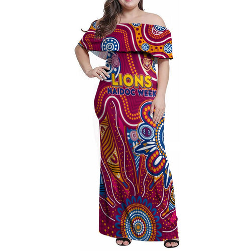 Personalised Crows NAIDOC Week 2024 Family Matching Off Shoulder Maxi Dress and Hawaiian Shirt Aussie Aboriginal Art