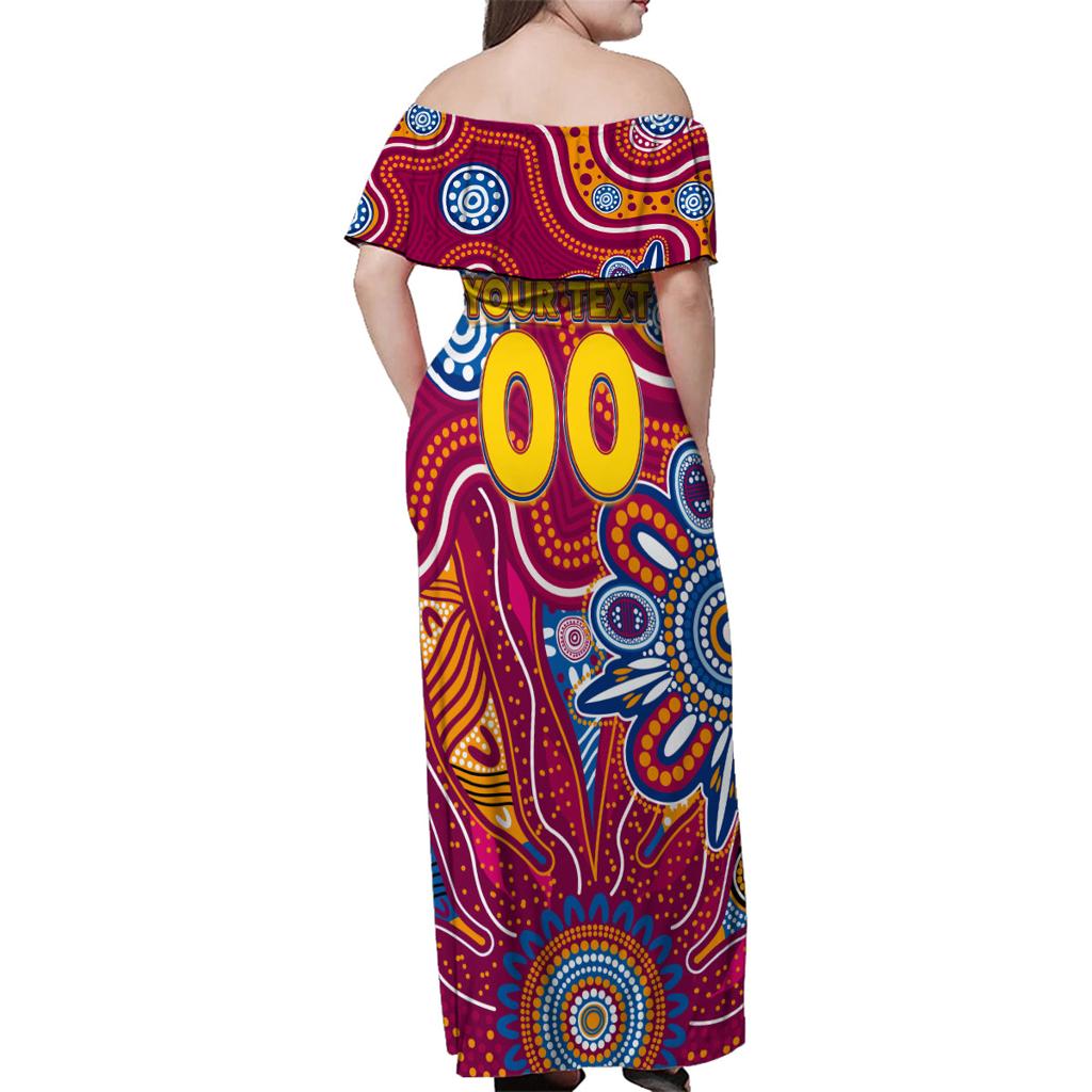 Personalised Crows NAIDOC Week 2024 Family Matching Off Shoulder Maxi Dress and Hawaiian Shirt Aussie Aboriginal Art