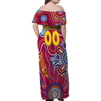 Personalised Crows NAIDOC Week 2024 Family Matching Off Shoulder Maxi Dress and Hawaiian Shirt Aussie Aboriginal Art