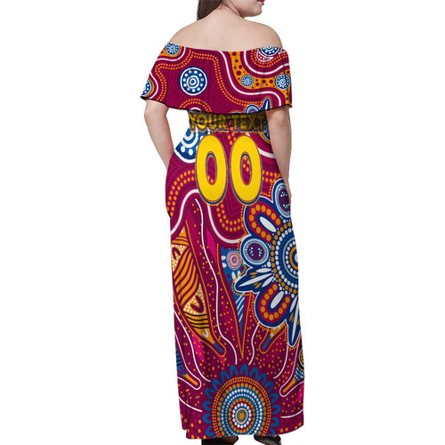 Personalised Crows NAIDOC Week 2024 Family Matching Off Shoulder Maxi Dress and Hawaiian Shirt Aussie Aboriginal Art