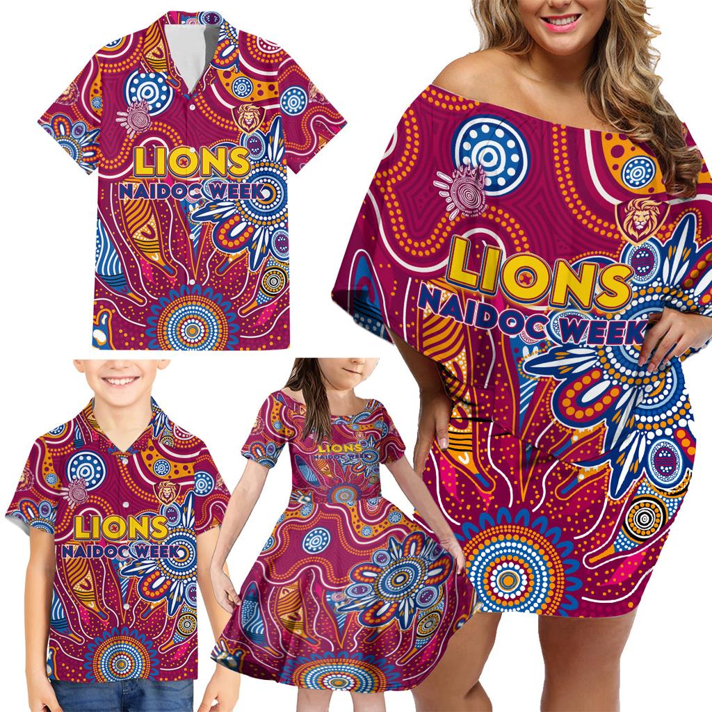 Personalised Crows NAIDOC Week 2024 Family Matching Off Shoulder Short Dress and Hawaiian Shirt Aussie Aboriginal Art