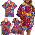 Personalised Crows NAIDOC Week 2024 Family Matching Off Shoulder Short Dress and Hawaiian Shirt Aussie Aboriginal Art