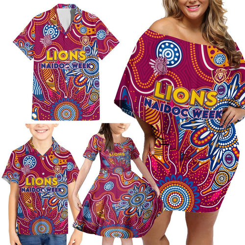 Personalised Crows NAIDOC Week 2024 Family Matching Off Shoulder Short Dress and Hawaiian Shirt Aussie Aboriginal Art
