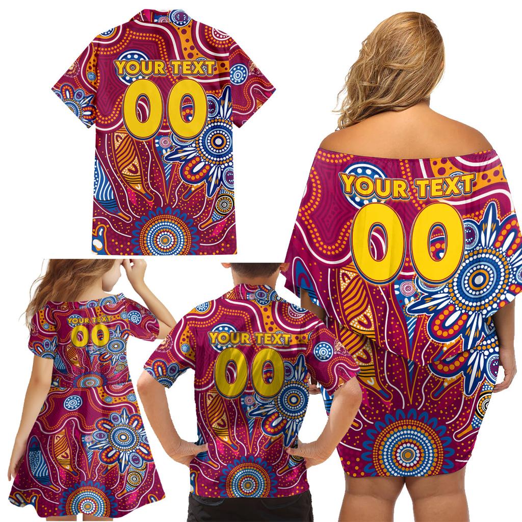 Personalised Crows NAIDOC Week 2024 Family Matching Off Shoulder Short Dress and Hawaiian Shirt Aussie Aboriginal Art