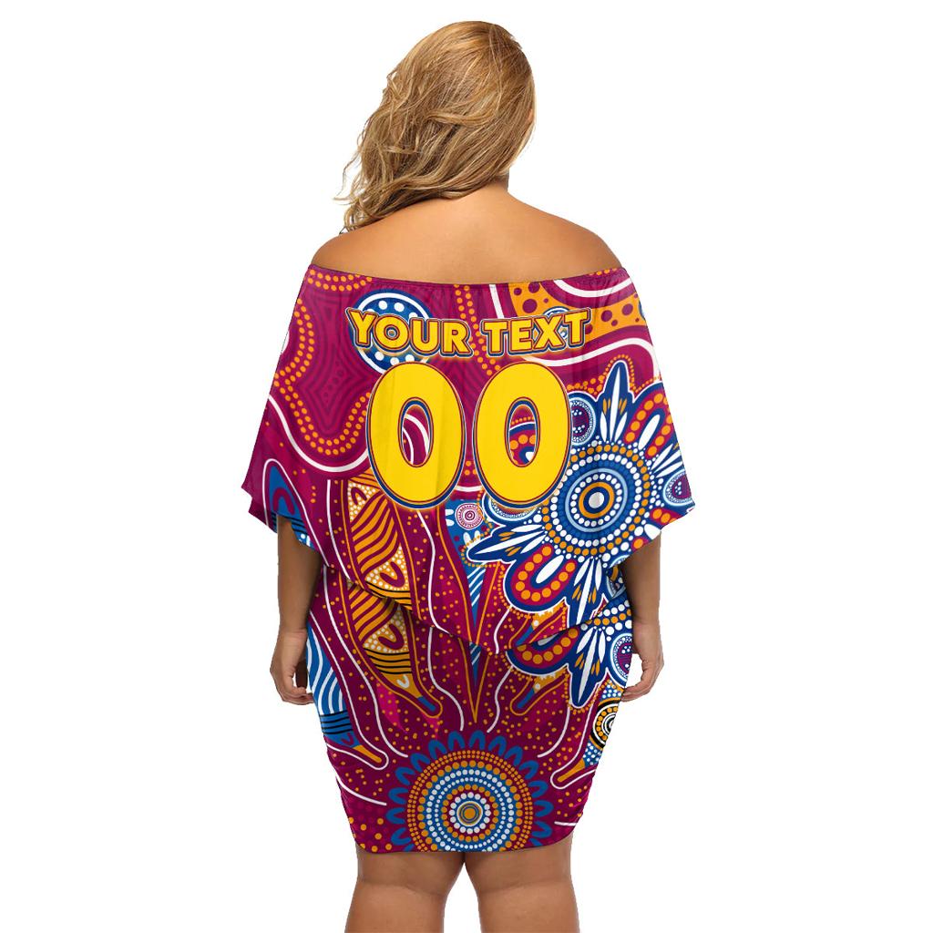 Personalised Crows NAIDOC Week 2024 Family Matching Off Shoulder Short Dress and Hawaiian Shirt Aussie Aboriginal Art