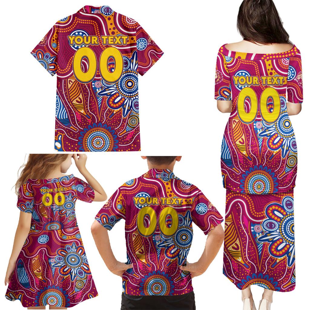 Personalised Crows NAIDOC Week 2024 Family Matching Puletasi and Hawaiian Shirt Aussie Aboriginal Art