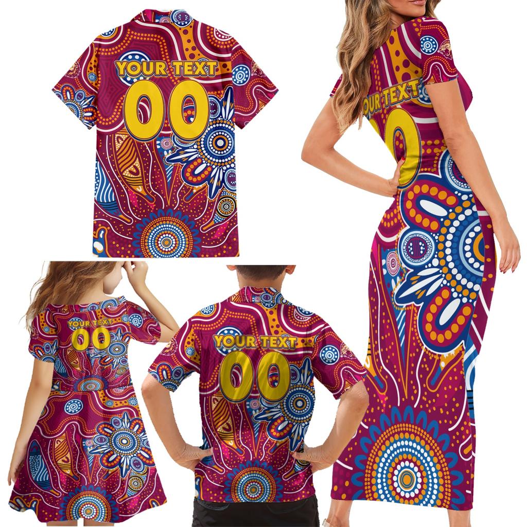 Personalised Crows NAIDOC Week 2024 Family Matching Short Sleeve Bodycon Dress and Hawaiian Shirt Aussie Aboriginal Art